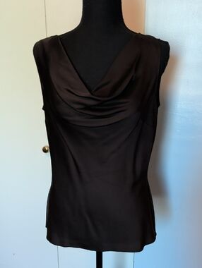 Ann Taylor Dark Brown Sleeveless Cowl Neck Blouse